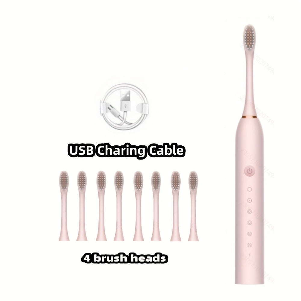 Electric Sonic Toothbrush Set With 8 Brush Heads Soft Bristles 6 Cleaning Modes