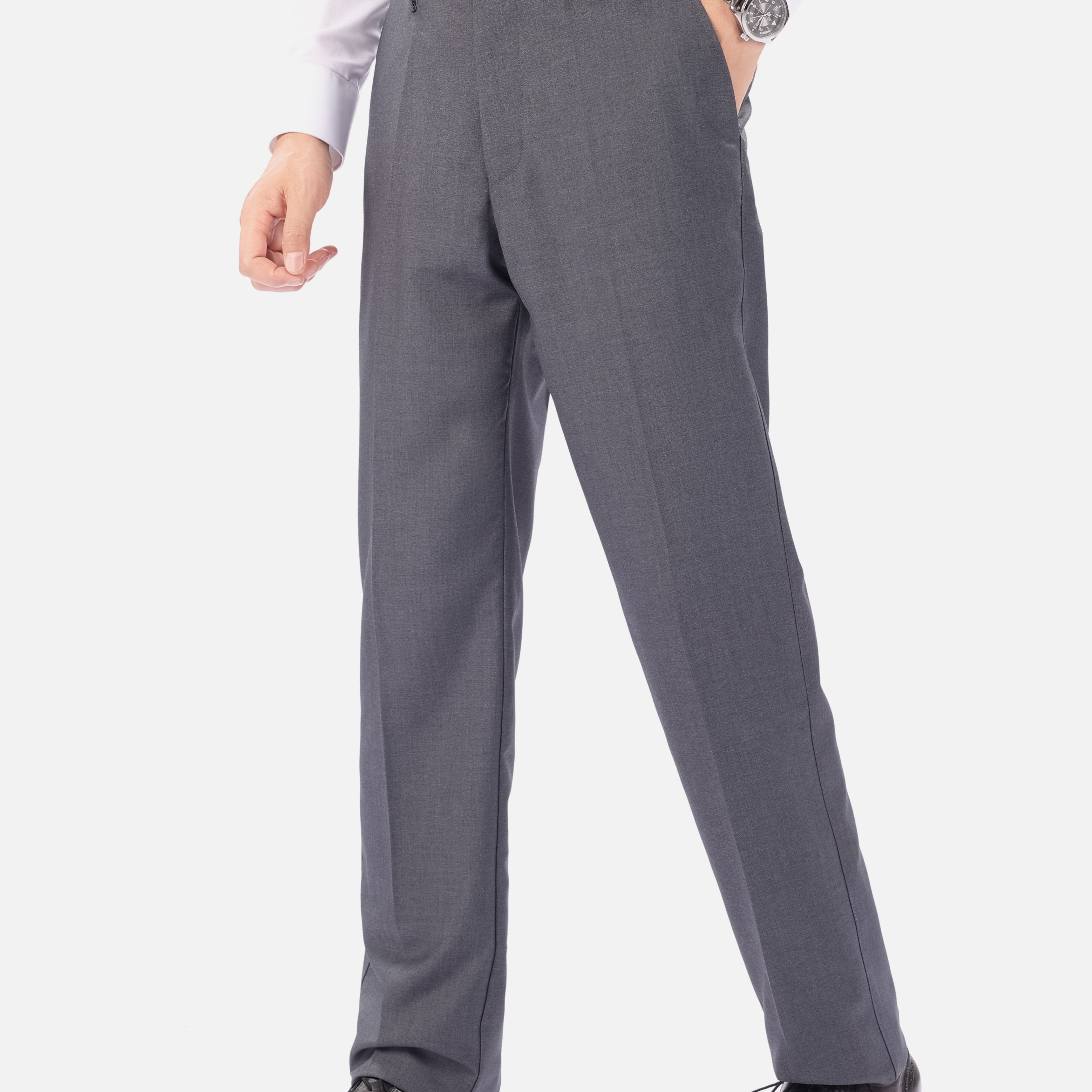 Kattalar va nafis rasmiy kiyim uchun erkaklar uchun plussiz qattiq kostyum shimlari.