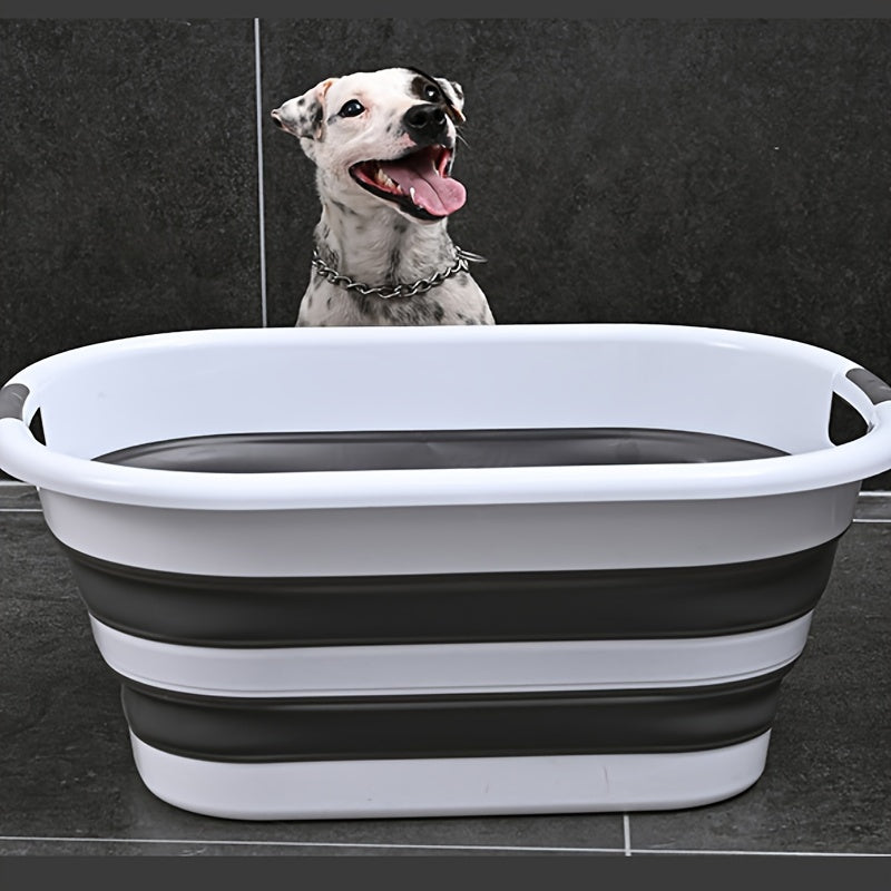 Foldable Pet Bath Tub with Laundry Storage for Dogs and Travel