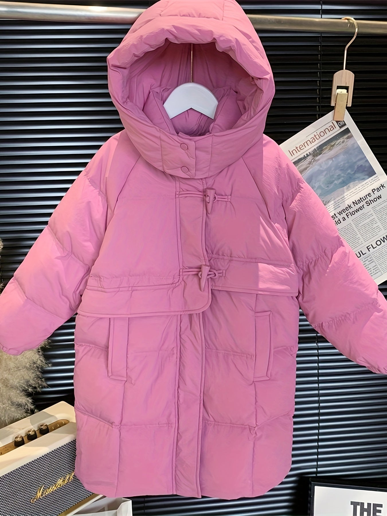 Girls Winter Coat 2024 Knee-Length Puffer Hooded Waterproof Casual Loose Fit