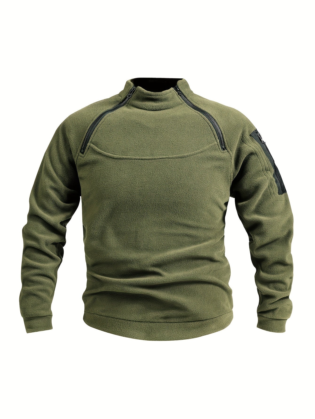 Men's Polyester Fleece Hoodie Zipper Stand Collar Solid Color Spring Fall Casual