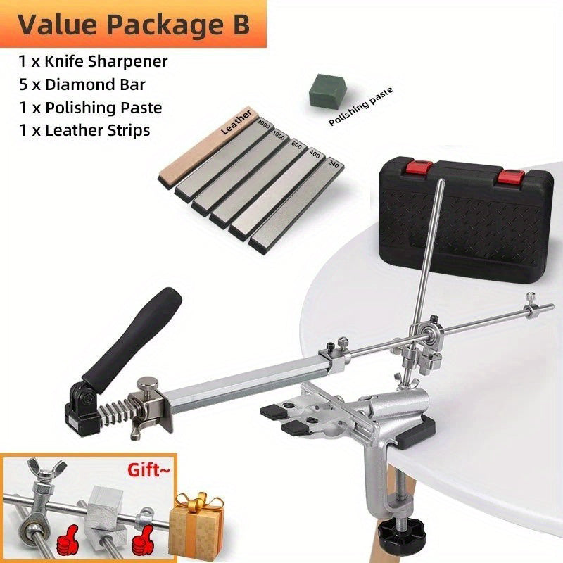 Pichoqni qirqish uchun professional maydalagich bilan pichoqni, qaychi va whetstone-ni qirqish uchun pichoqni qirqish to'plami.