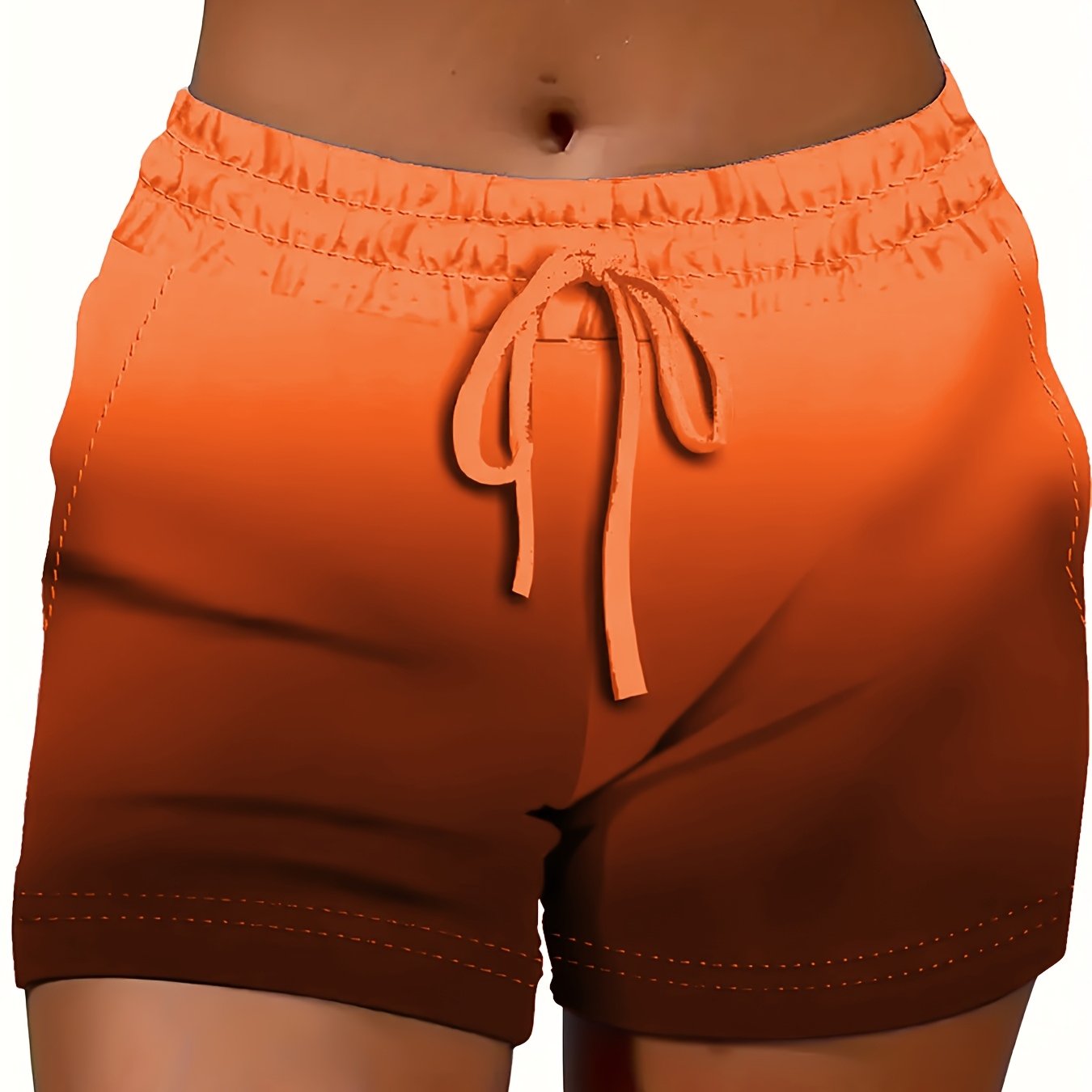 Women's Plus Size Summer Casual Gradient Drawstring Shorts Light Gray to Black