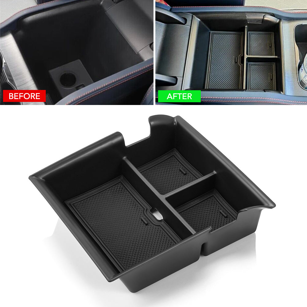 Car Interior Center Console Armrest Organizer Black Plastic Storage Tray