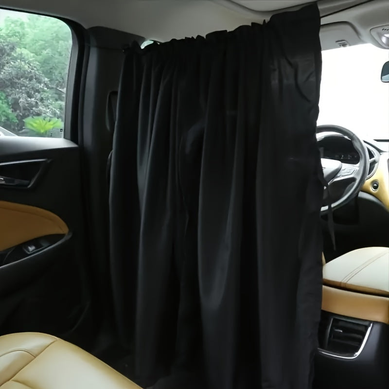 2Pcs Black Double-Layer Car Partition Curtains Sunshade Privacy Blockout