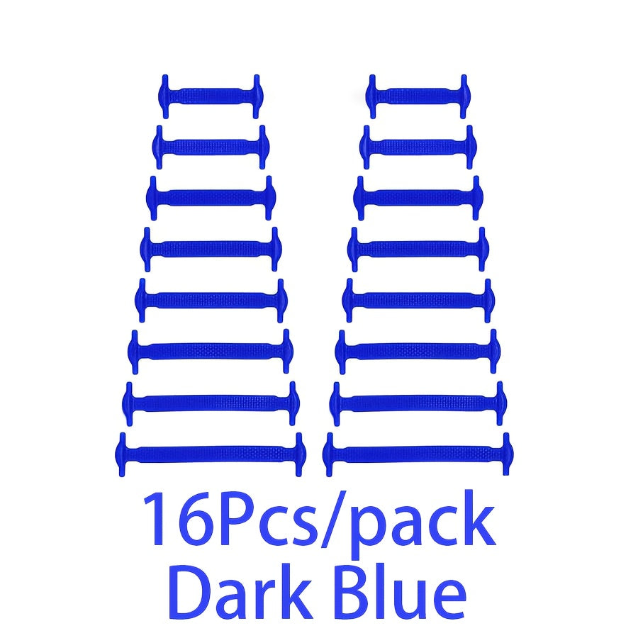 16-Pack Silicone No-Tie Shoelaces Waterproof Stain-Resistant Lightweight