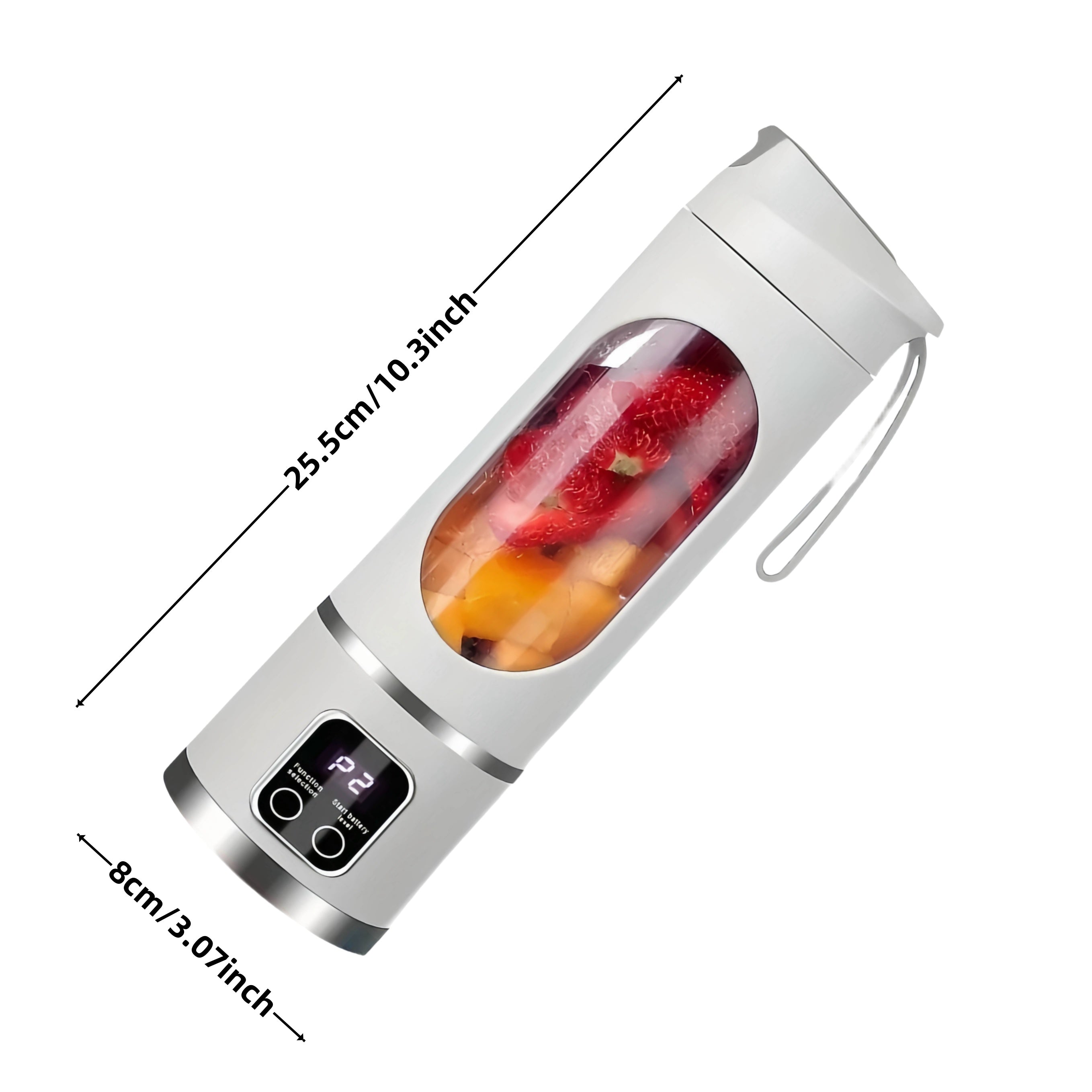 Exprimidor inalámbrico portátil con pantalla LED, 12 cuchillas, capacidad de 450ml