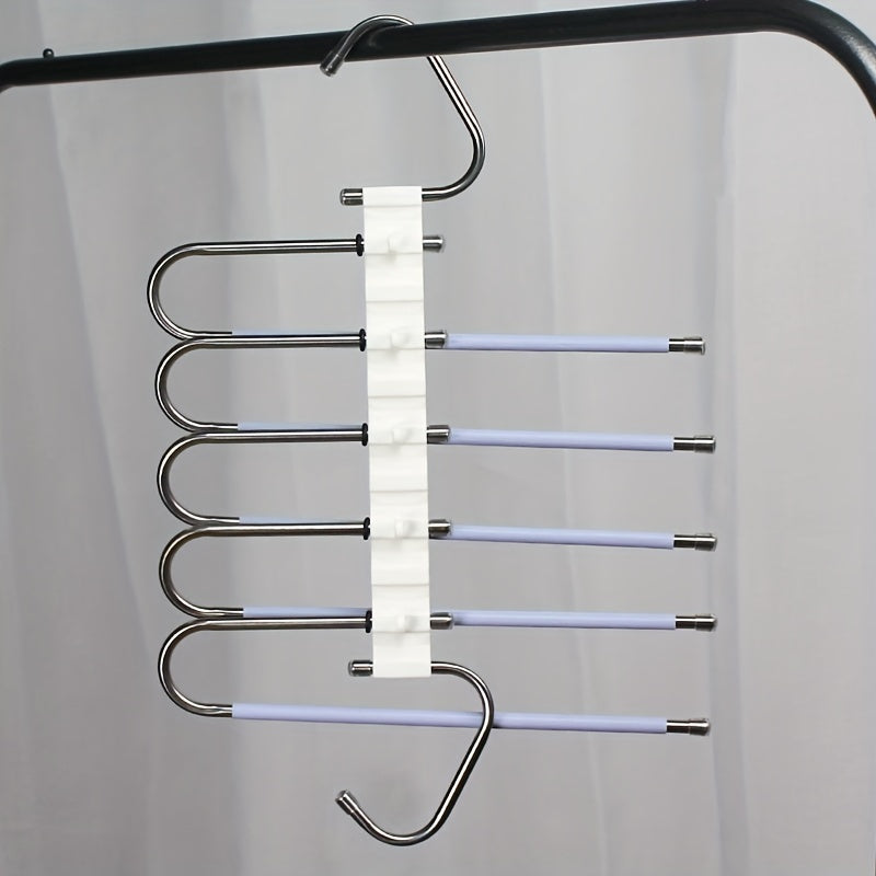Organizador de armario de acero inoxidable con ganchos, ahorra espacio, antideslizante, en forma de S para pantalones y faldas
