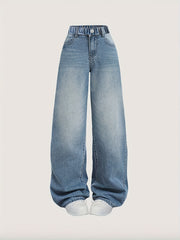Teen Cotton Blend Denim Jeans with Elastic Waist and Straight Leg