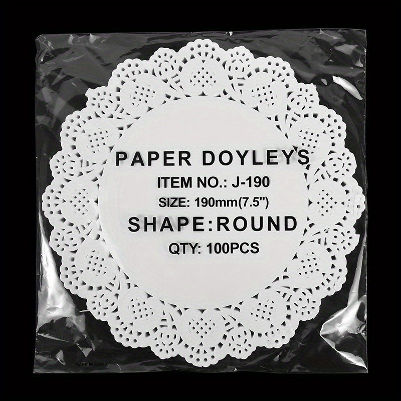 Set of 100 Round Lace Paper Doilies Oil Absorbent Placemats for Cake and Dessert Decoration