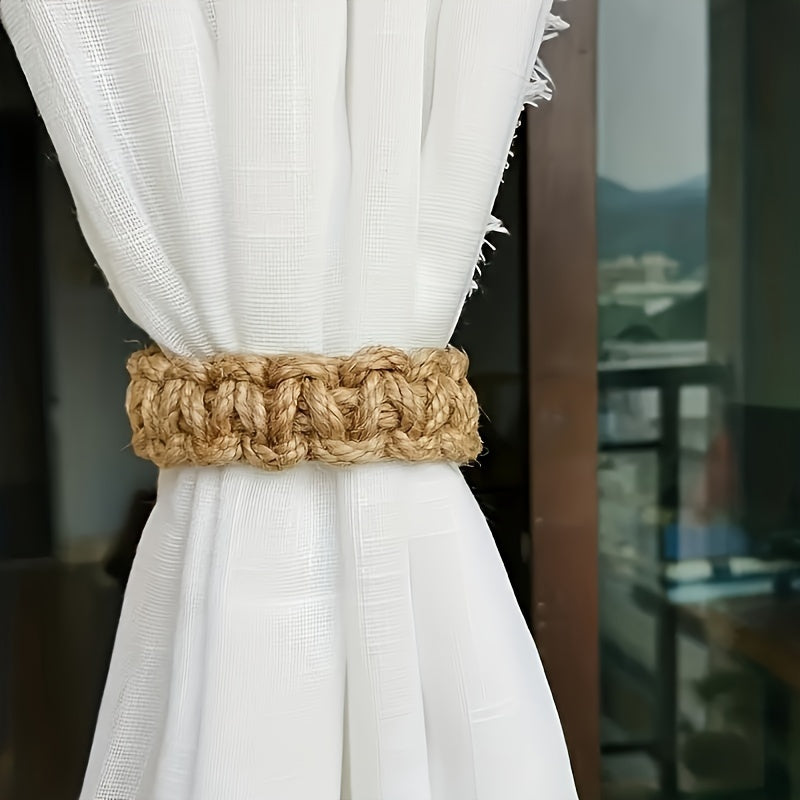 Linen Braided Curtain Tiebacks Set of 2 Semi-Transparent Without Lining for Bedroom Living Room