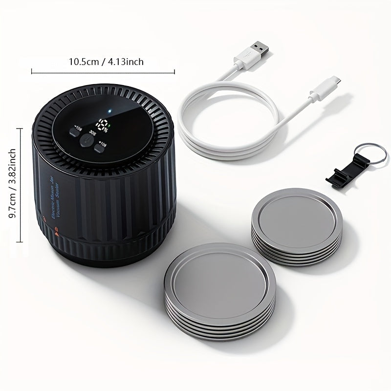 Kit de sellador al vacío con tarro eléctrico y abrelatas, recargable por USB, para almacenamiento de alimentos