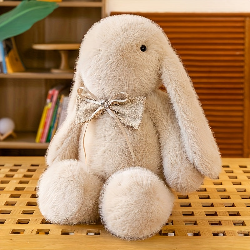 Unisex Bunny Plush Toy with Bow Tie, Polyester, Dry Clean Only