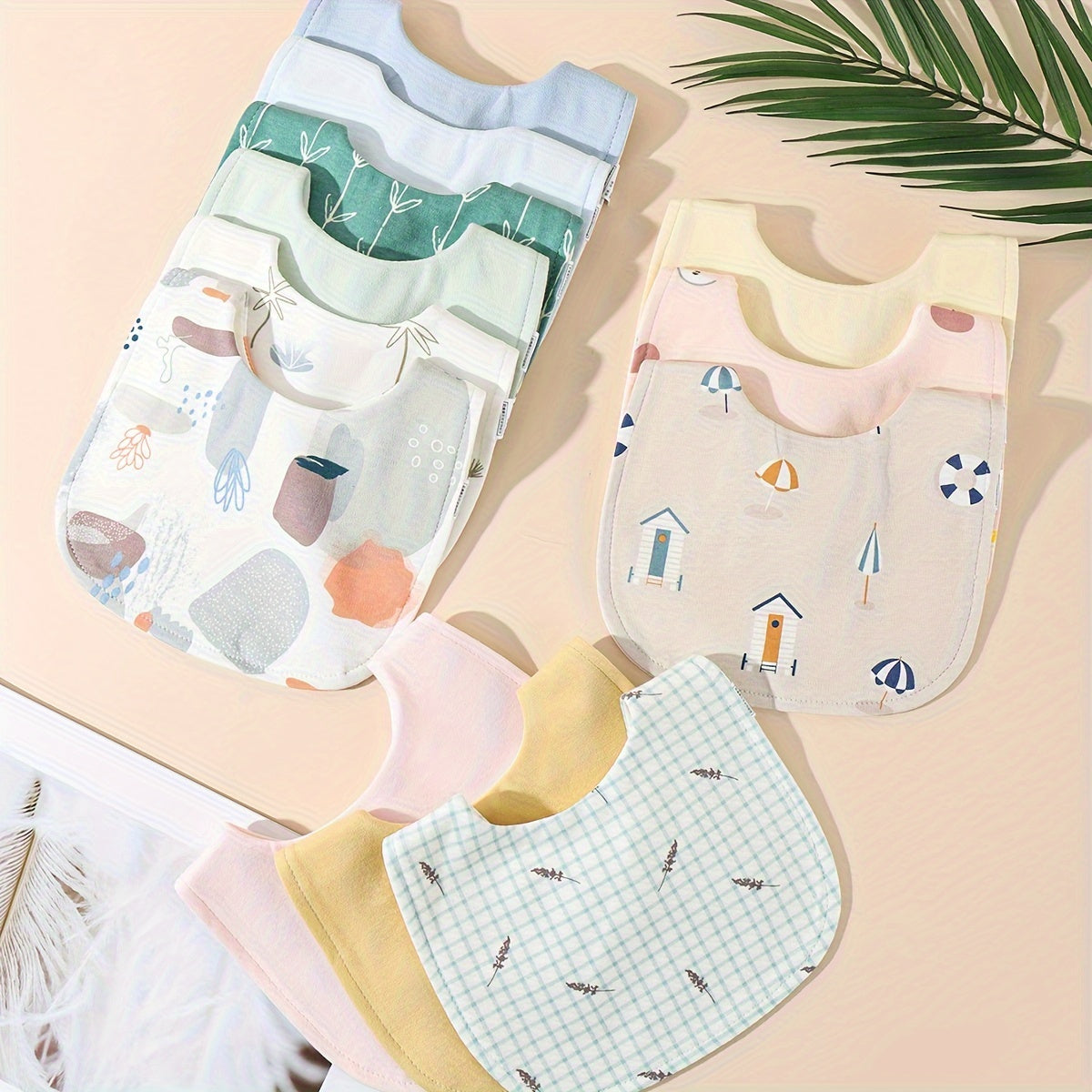 Set of 3 Waterproof Kids Feeding Bibs U-Shaped Durable Boys Girls Snap Closure