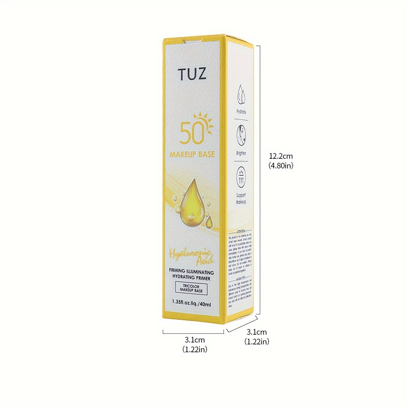 Crema de prebase con ácido hialurónico para todo tipo de piel, hidratante y aclaradora, 120ml