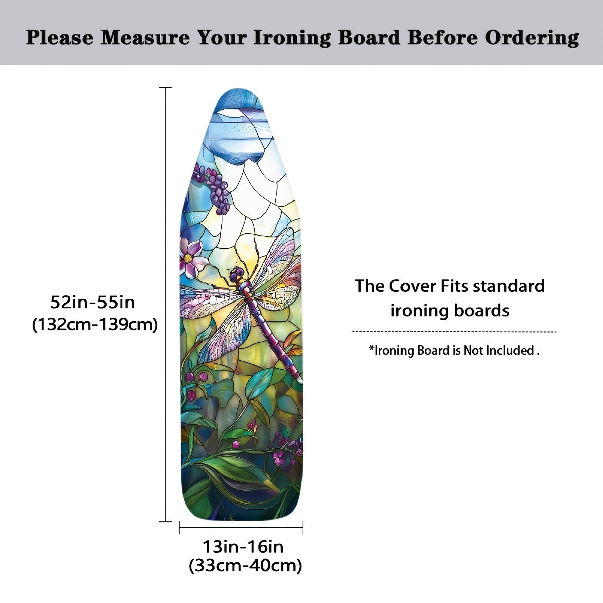 Vintage Art Dragonfly Sunflower Ironing Board Dust Cover Heat-Resistant Elastic Drawstring