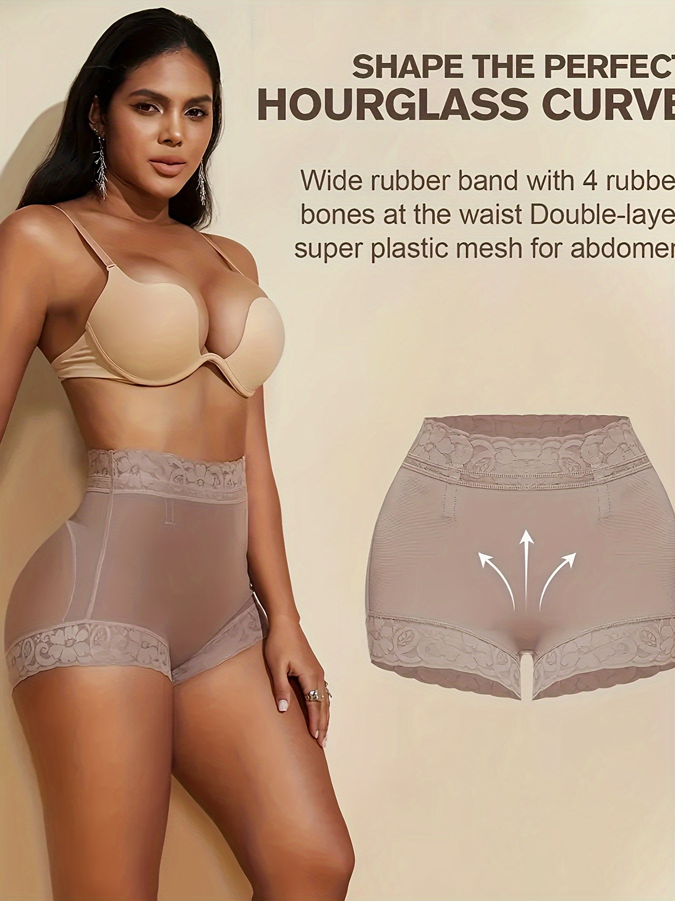Women High-Waisted Shapewear Panties with Lace Tummy Control and Butt Lifting