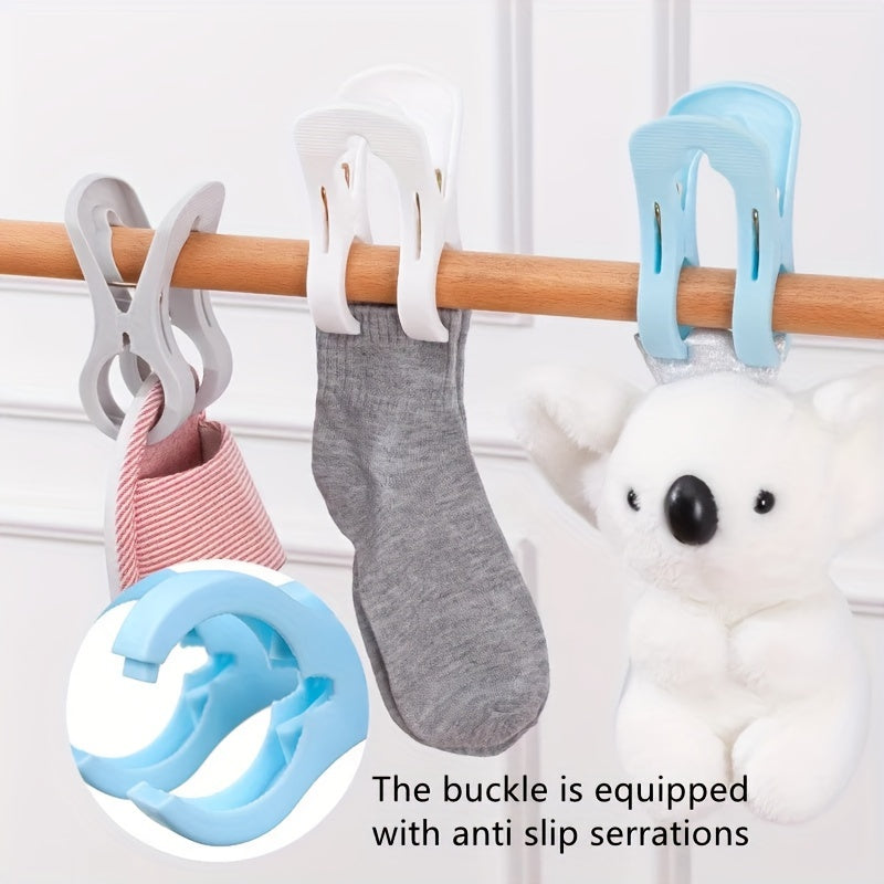 Medio paquete de pinzas de ropa de doble clip para colgar ropa y toallas, color blanco y gris