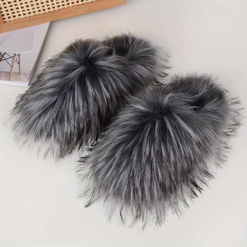 Ayollar uchun mo'rt faux mo'rtli shlyapka bilan qalin shlyapa, yumshoq tag, qulay qishli mo'rtli poyabzal