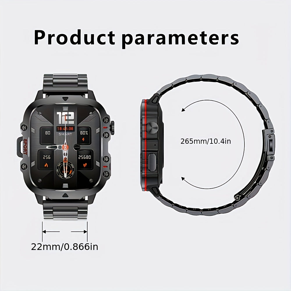 Men's Rugged Smartwatch with Wireless Talk Sports Fitness AI Voice 4.98cm TFT Screen