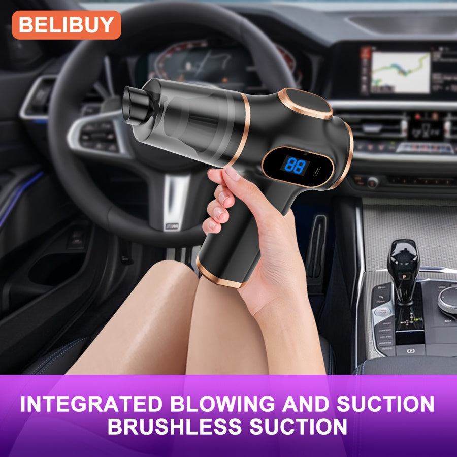 Aspiradora portátil para coche con succión y soplado 2 en 1, recargable con batería de litio