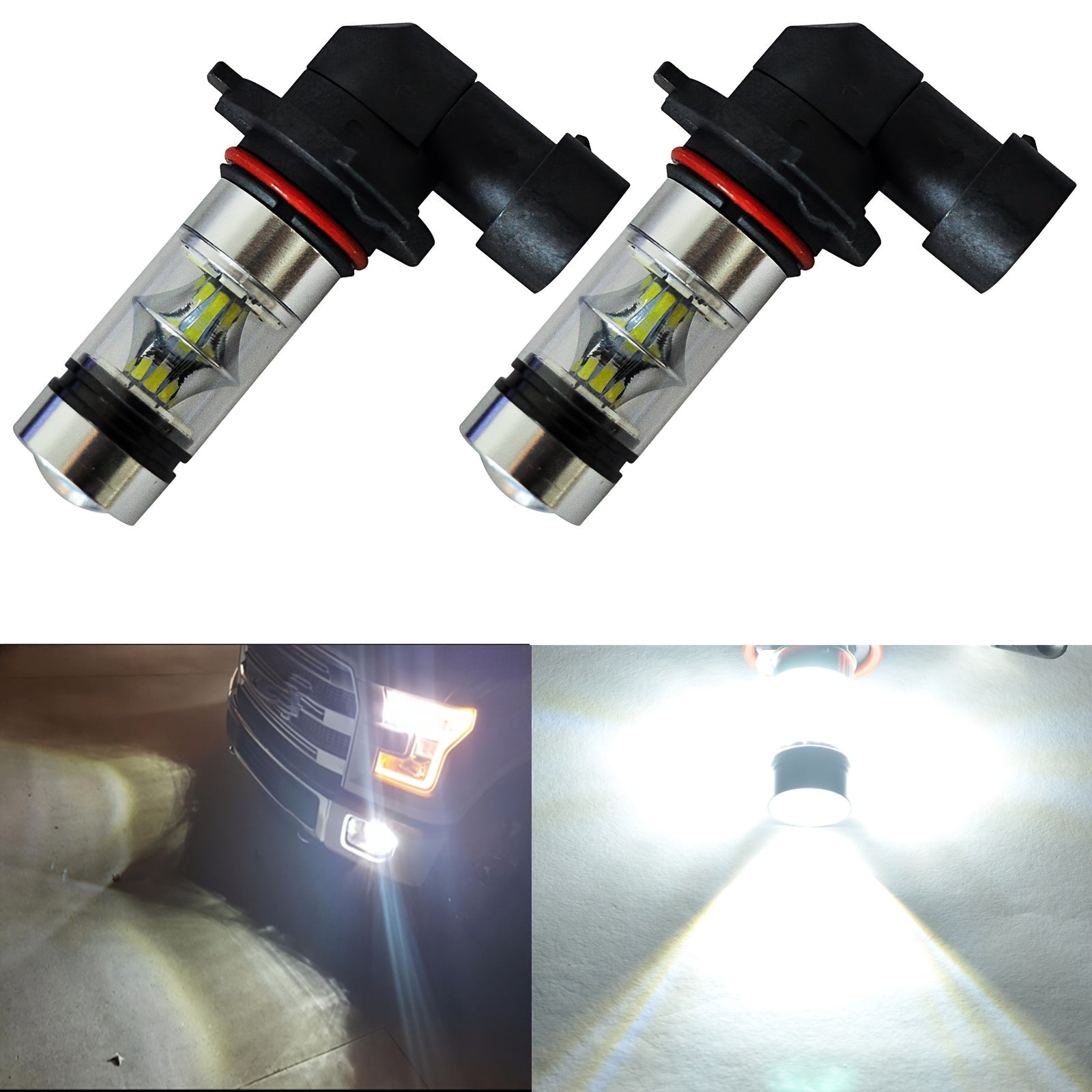 2 dona LED duman chiroqlari, 6000K oq, 4300K sariq, 1200 Lumen, 12-24V