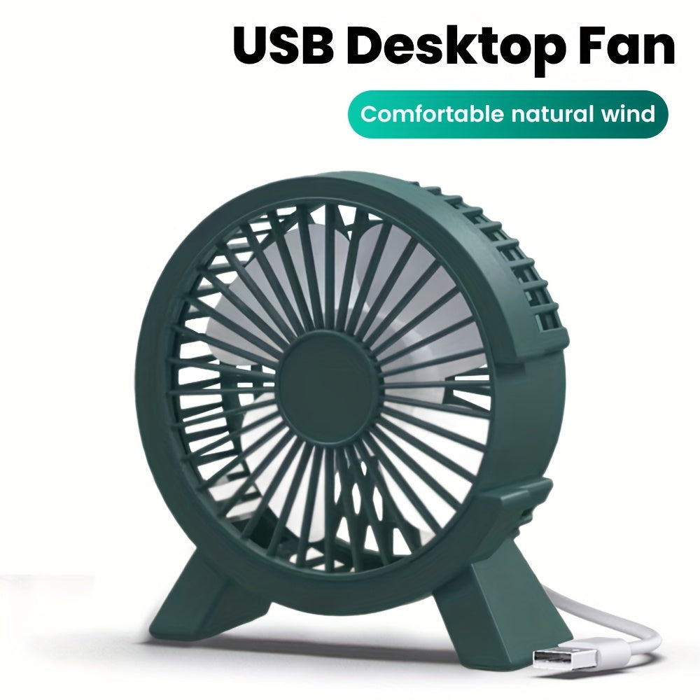 Green USB Desktop Fan with Adjustable Speeds for Office Home Travel