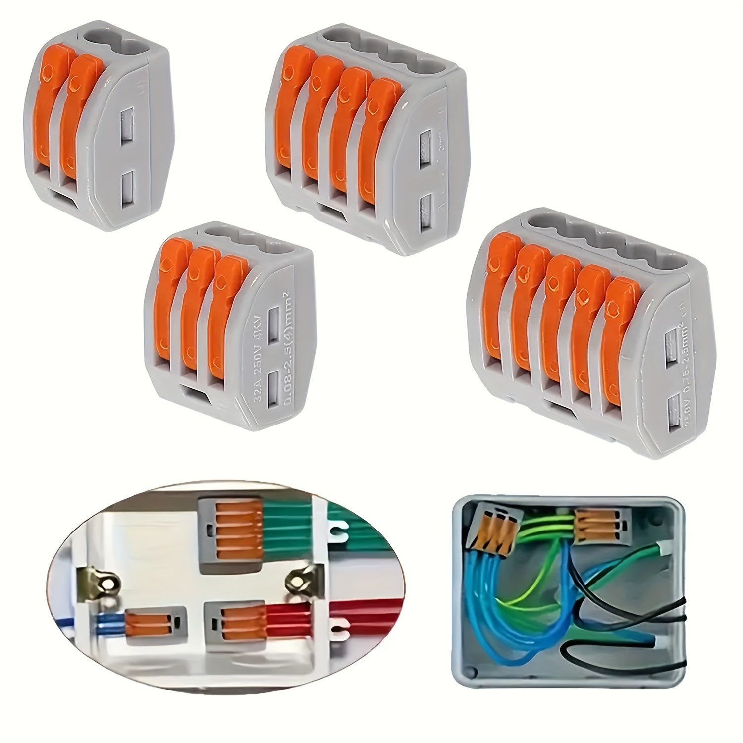 60-Piece Wire Connector Kit for Rapid Splicing 28-12 AWG Copper Terminals