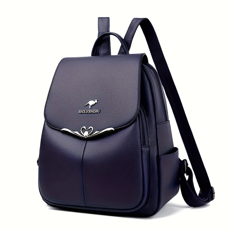 Women's Faux Leather Backpack Casual Daypack Waterproof with Pockets Black