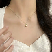 Women's Heart-Shaped Pendant Necklace Silver Elegant Gift Jewelry