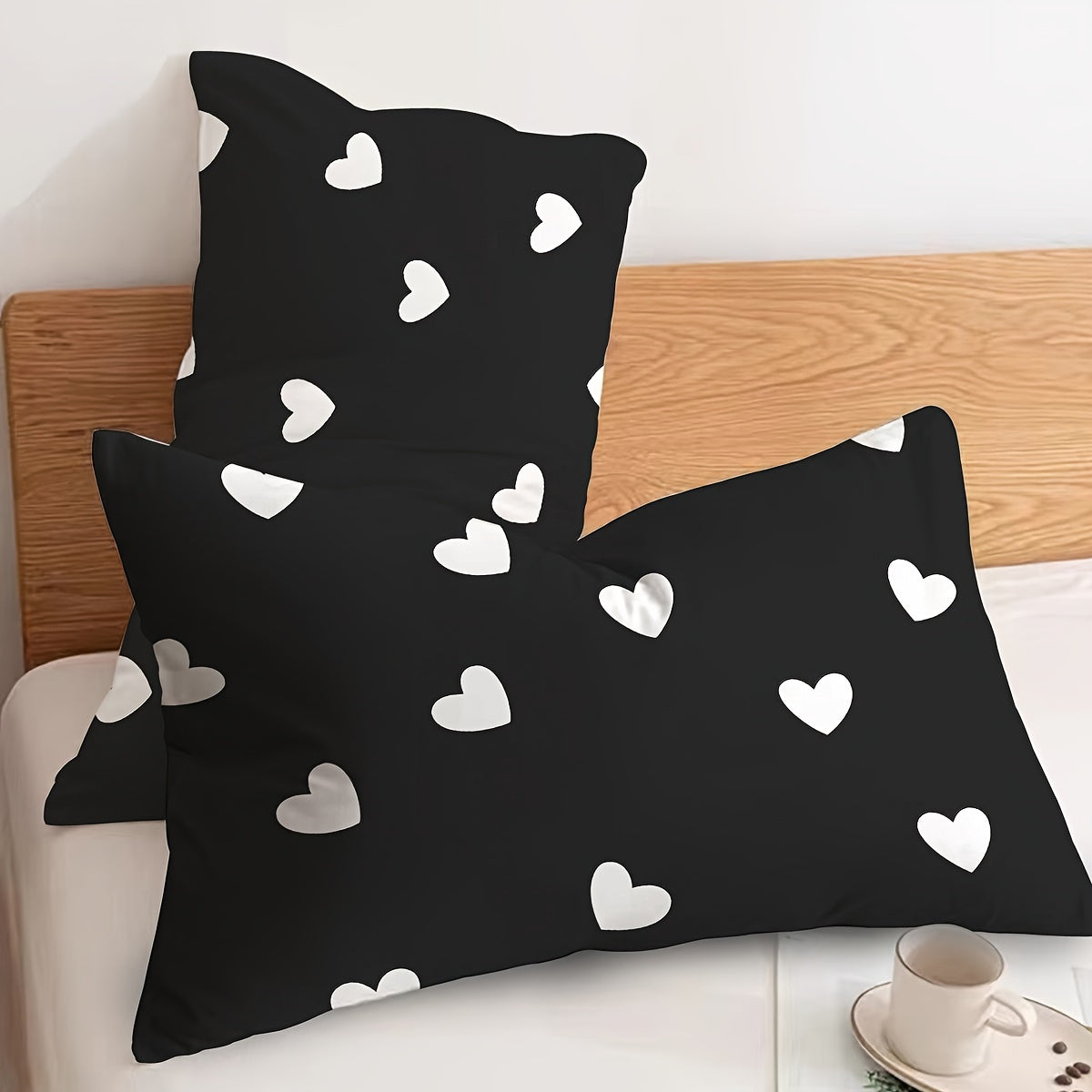 Breathable Love Pattern Pillowcases Set of 2 for Bedroom Sofa Decorative Fabric