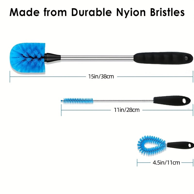 3-In-1 Nylon Bottle Cleaning Brush Kit for Slim Neck Sports Coffee Mugs