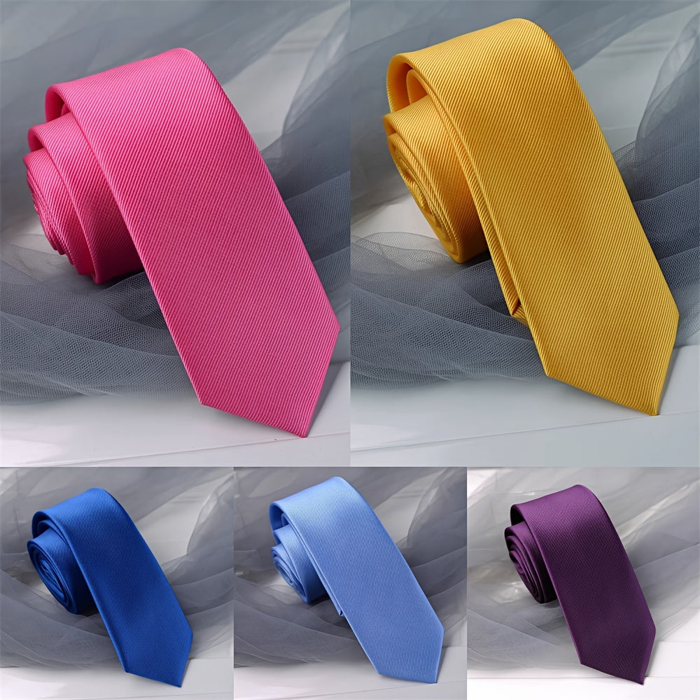 Men's Narrow Silk Tie 6cm Single-Color 1200 Stitches for Formal Occasions