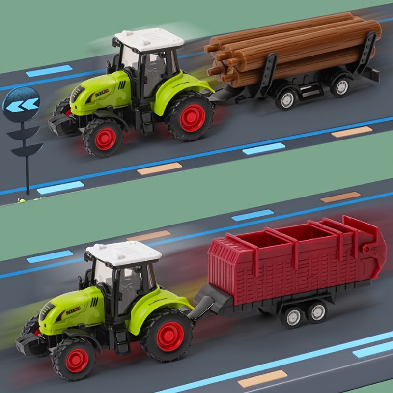 Plastic Farm Toy Set for Kids Aged 3-6 with Detachable Haulers