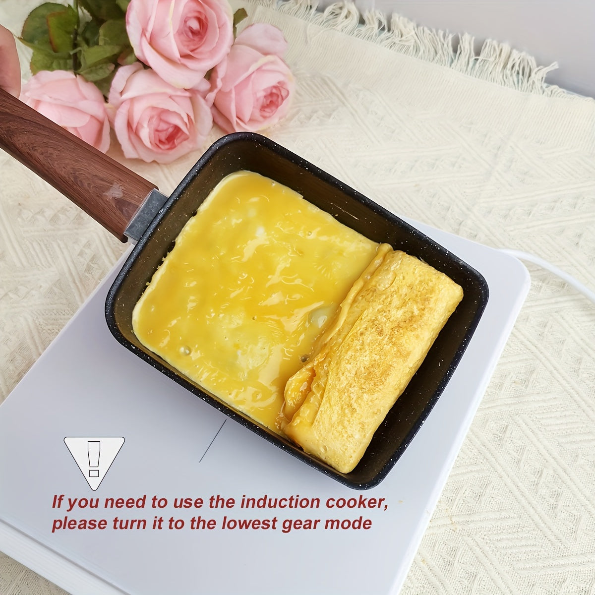 Yaponcha Tamagoyaki qozon to'plami, silikon spatula bilan - mukammal tuxum va omletlar uchun yopishmaydigan quyma temir qozon, osonlik bilan idish-tovoq tozalovchi mashinada tozalanadi.