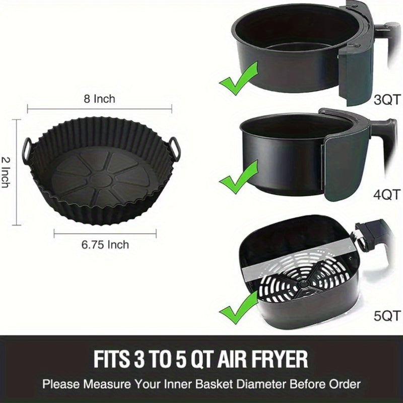 2/3/6 ta qayta ishlatiladigan Havo Fryer qoplami, 20.32 sm silikon, yopishmaydigan pech, mikroto'lqinli pech uchun