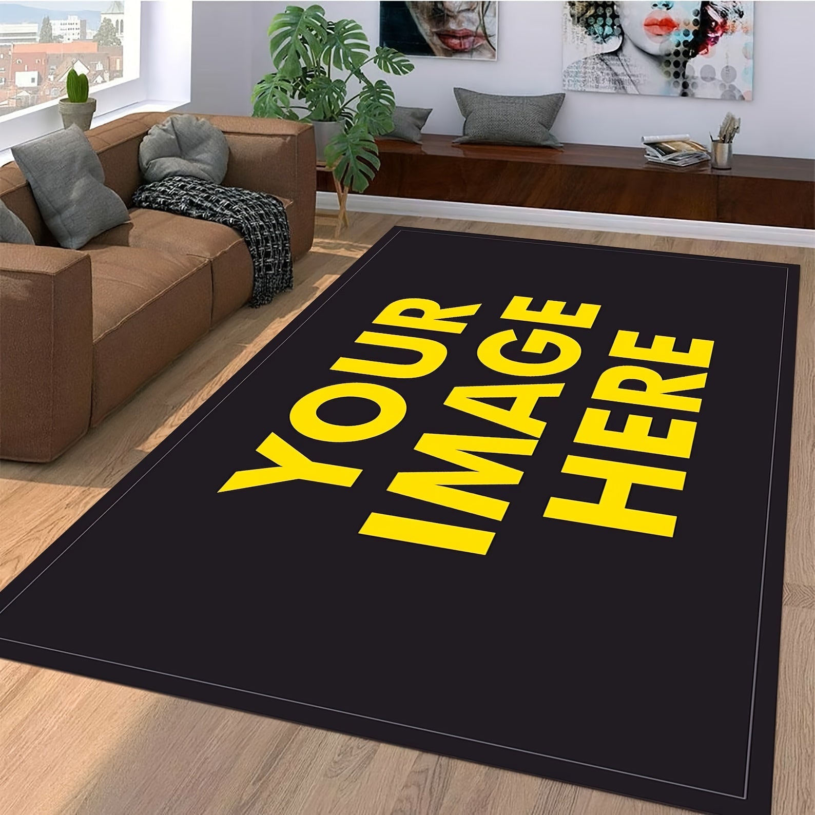 Personalized Plush Velvet Area Rug with Silicone Backing for Bedroom or Living Room