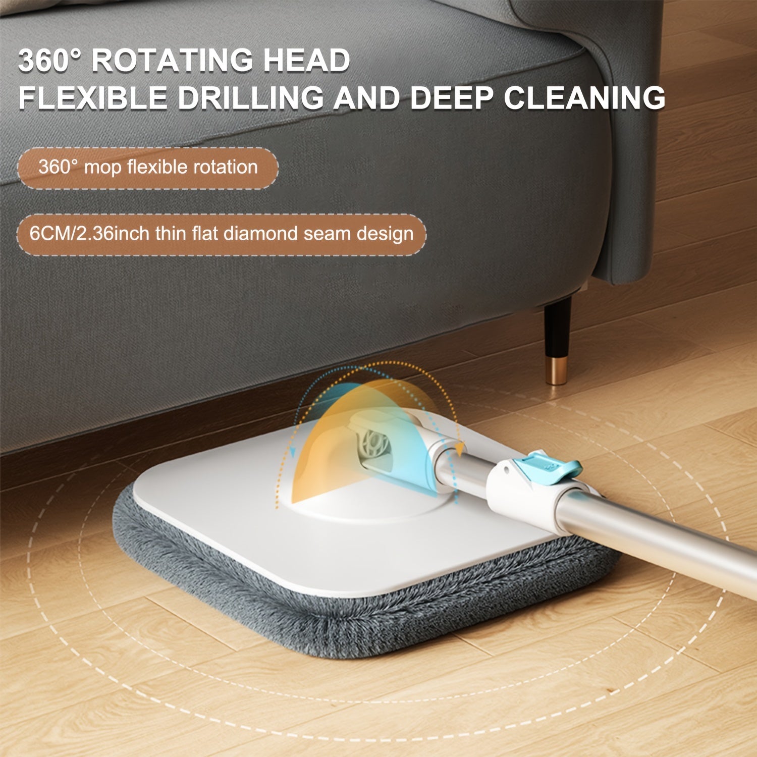 Spin Mop and Bucket System with 4 Microfiber Pads for Floor Cleaning