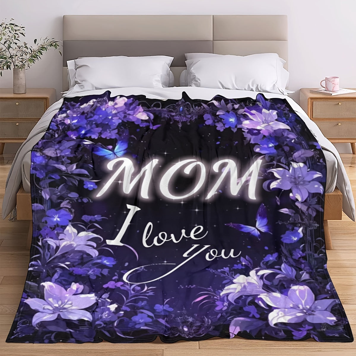 Цветастое плед-покрывало для мамы с цифровой печатью, мягкое, легкое, из полиэстера, для всех сезонов