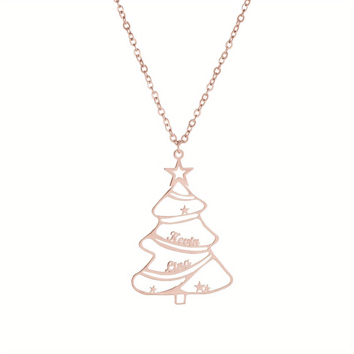 Collar de cadena con colgante de árbol de Navidad de acero inoxidable para mujeres y niñas regalo navideño