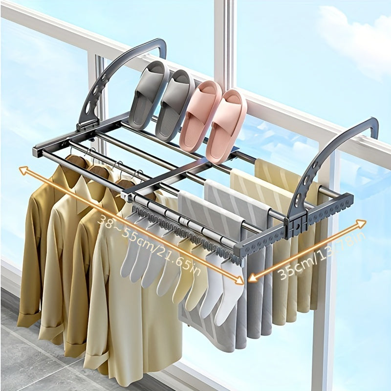Over-the-Door Clothes and Shoe Drying Rack Extendable Adjustable Hooks Space Saving Air Circulation