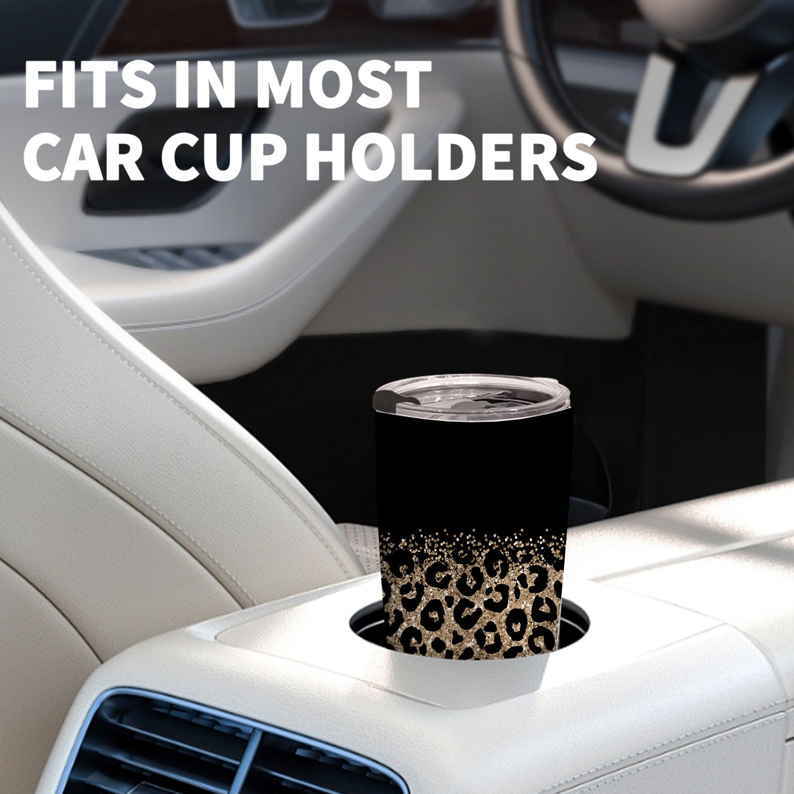 Leopard Print Travel Mug 20oz Stainless Steel Insulated Coffee Cup with Lid