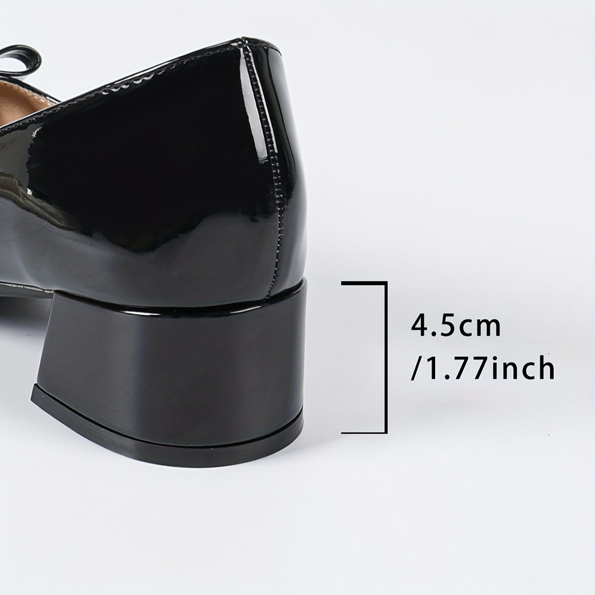 Women Black Mary Jane Heels With Bow Synthetic Block Heel All-Season