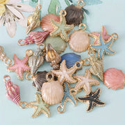 Set of 30 Mixed Sea Life Alloy Pendants with Conch Shell and Starfish Charms for DIY Jewelry Making