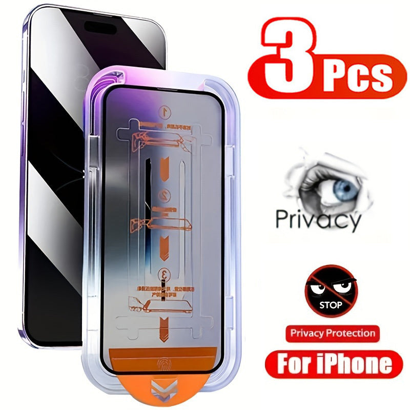 3-Piece Privacy Tempered Glass Screen Protectors for iPhone Models 7 to 16