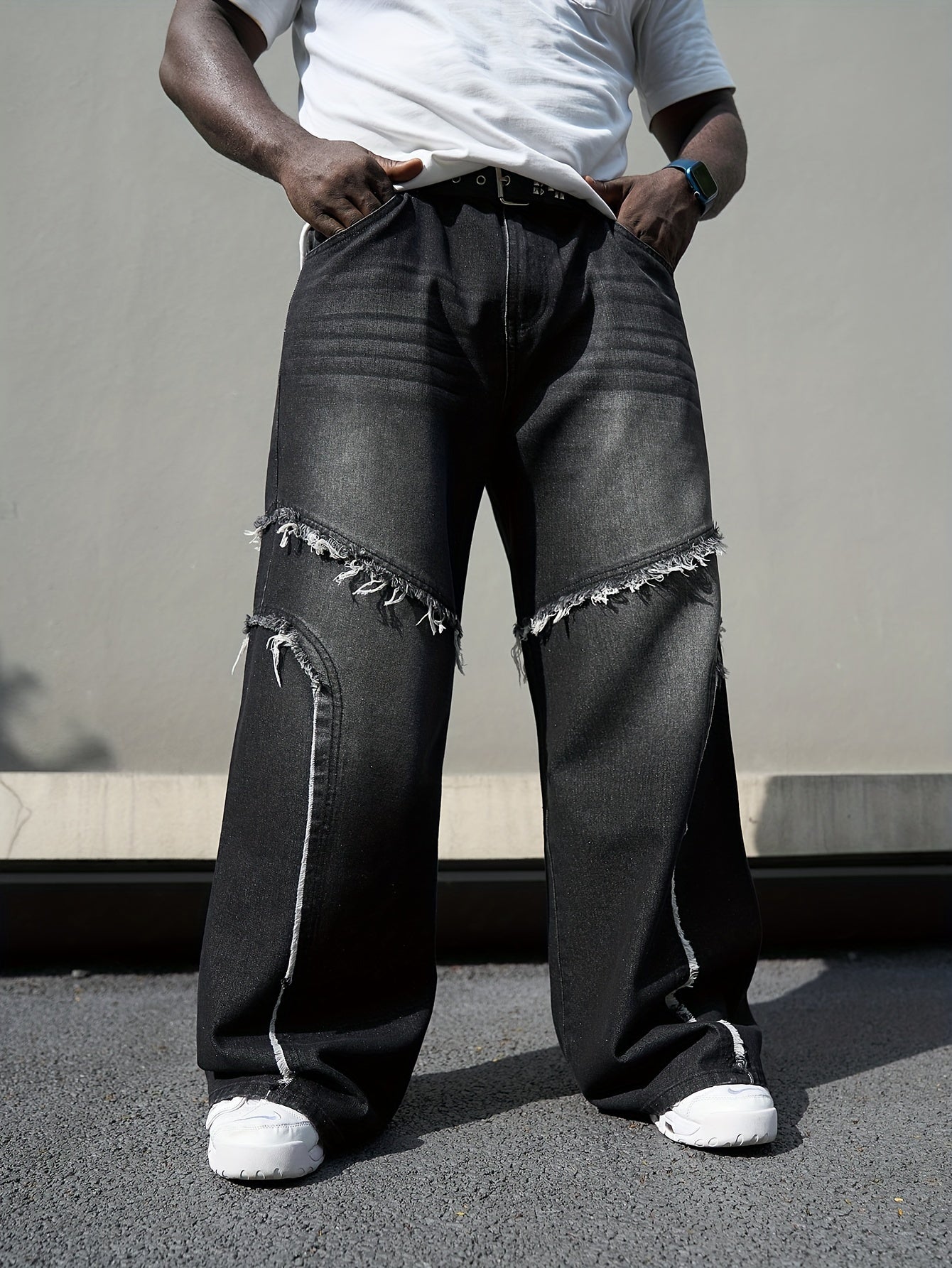 Men's Wide Leg Denim Jeans Casual Chic Plus Size Spring Fall