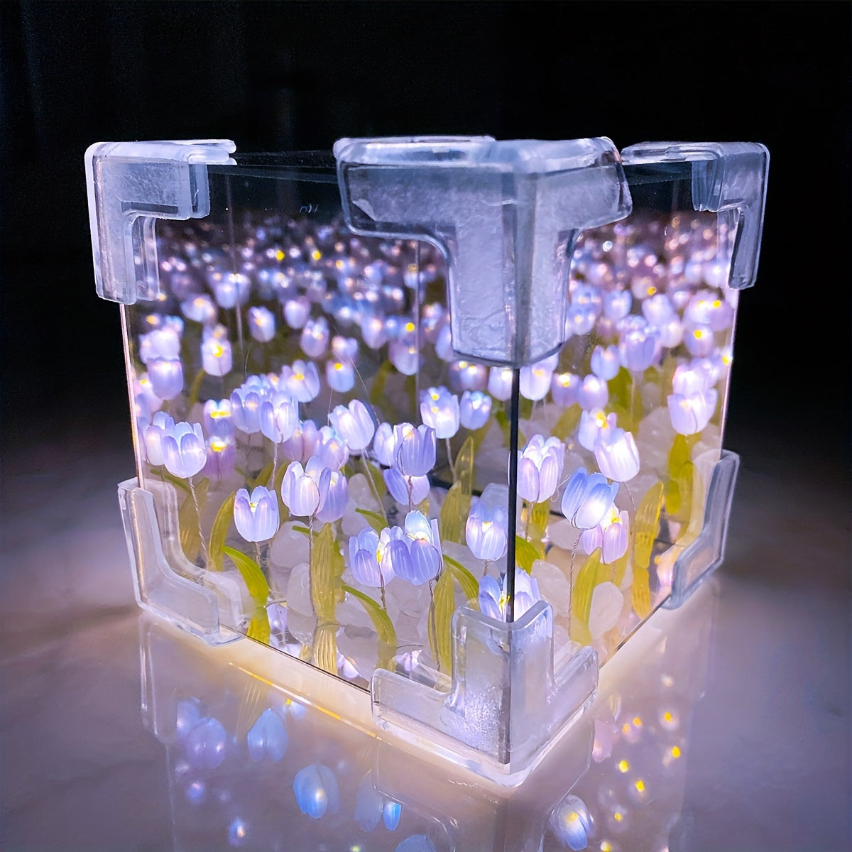 Handmade Tulip 3D Stereo Flower Sea Night Light for Home Decor Bedroom Christmas Halloween