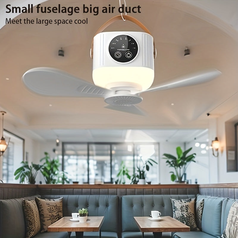 Portable Ceiling and Desk Fan with Wide-Angle Air Supply, USB, Foldable, Outdoor Tripod