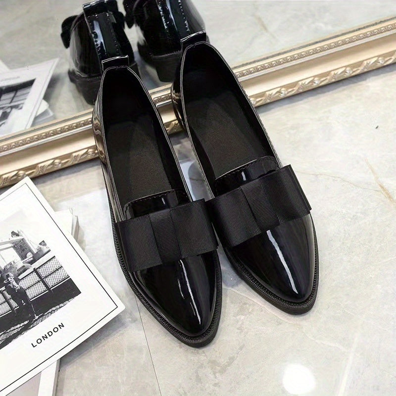 Women's Burgundy Bow Accent Pointed Toe Slip-On Flats Mid Casual All-Season