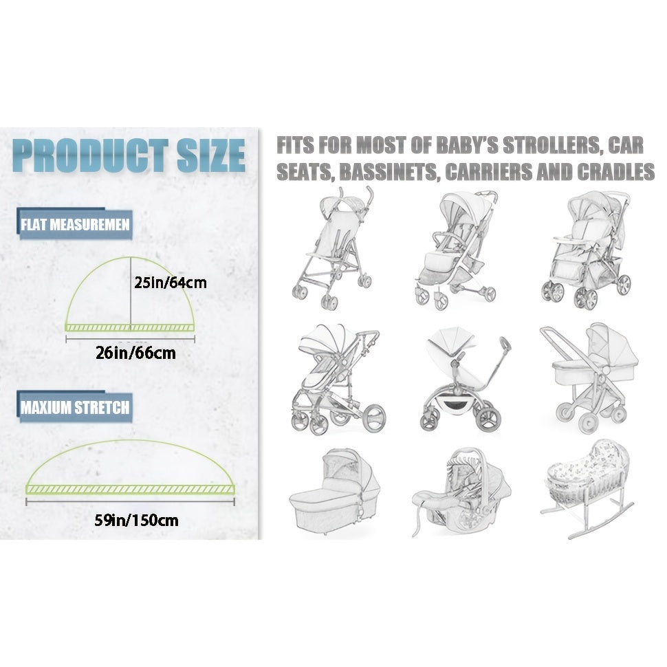 Black Mosquito Net for Strollers Cribs and Playards Machine Washable Geometric Pattern